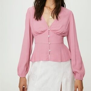 Wilfred New Prairie Blouse Pink Size XS #72102 Aritzia